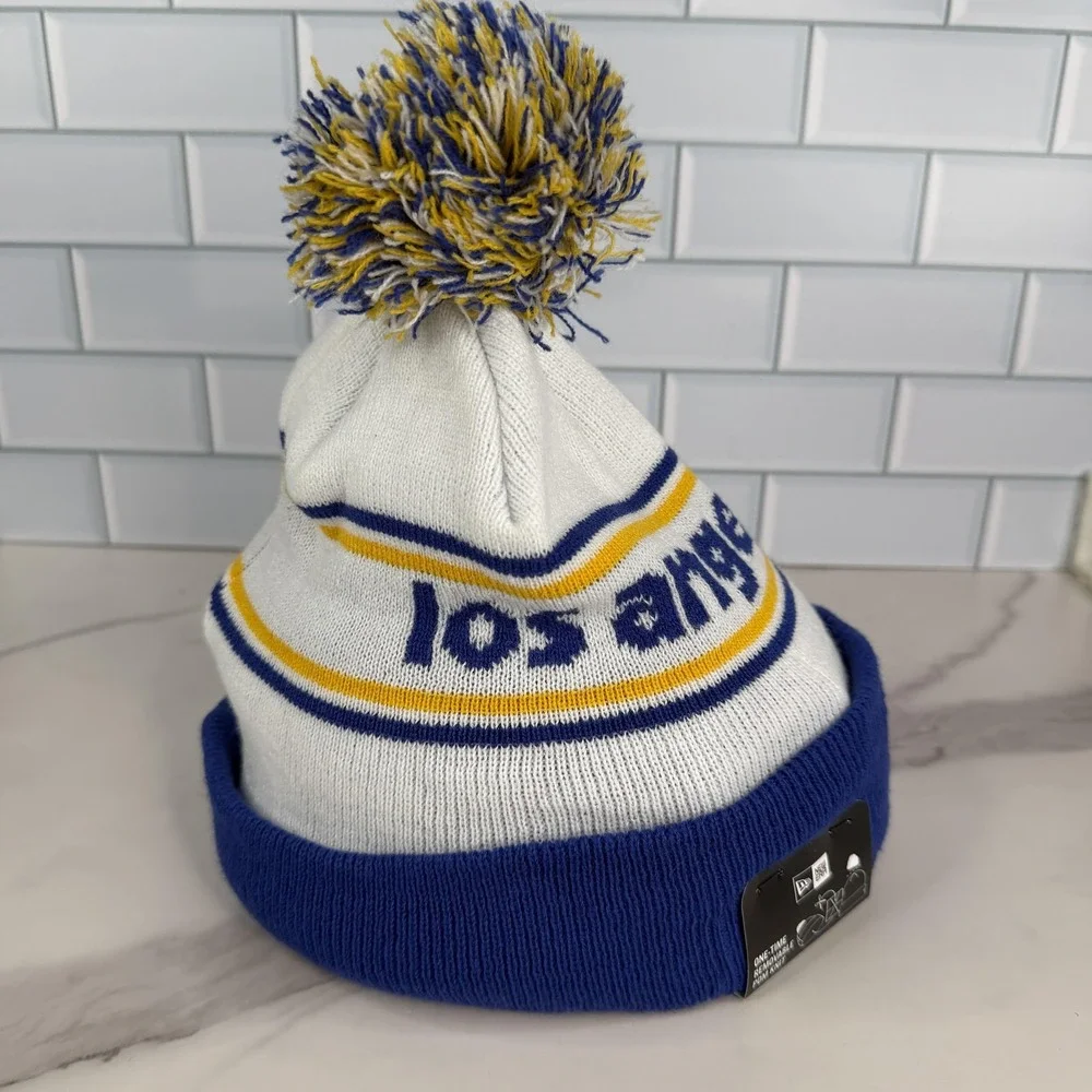 Los Angeles Rams Hat Beanie Pom Cuff Mens One Size Blue NFL Football New Era